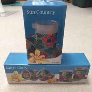 Sun Country Acrylic Pitcher & Glasses Vintage New In Box